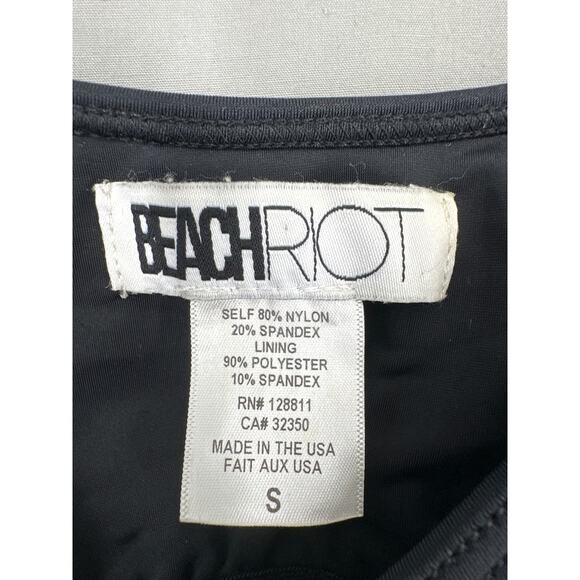 Beach Riot Swim Top Womens Small Black Star Rhinestone Ruffle Beach - Picture 2 of 6